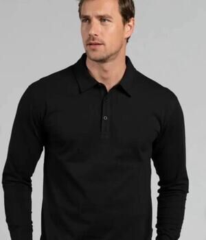 Halogen Mens Black Long Sleeve Collared Pullover Polo Shirt Size X-Large